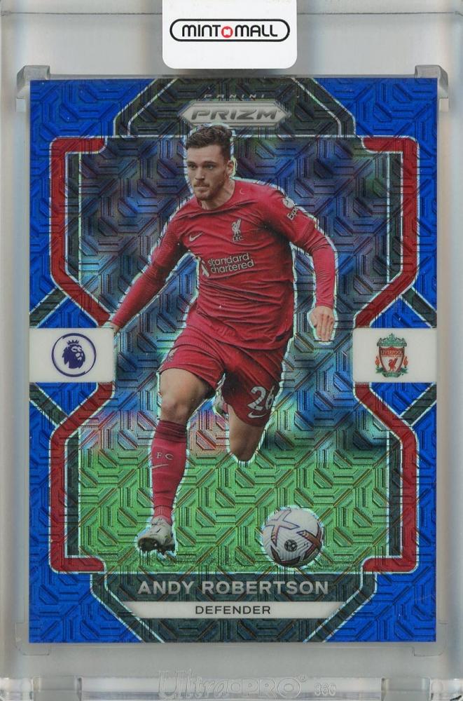 2022-23 Panini Prizm Premier League Andy Robertson Blue Mojo #185 Liverpool FC trading card serial 02/25