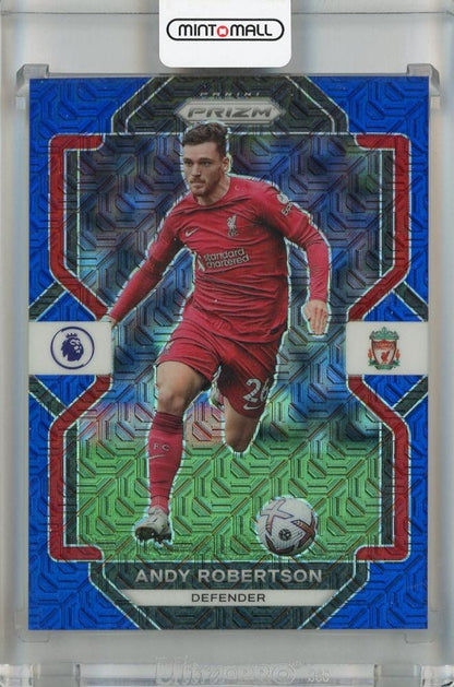 2022-23 Panini Prizm Premier League Andy Robertson Blue Mojo #185 Liverpool FC trading card serial 02/25