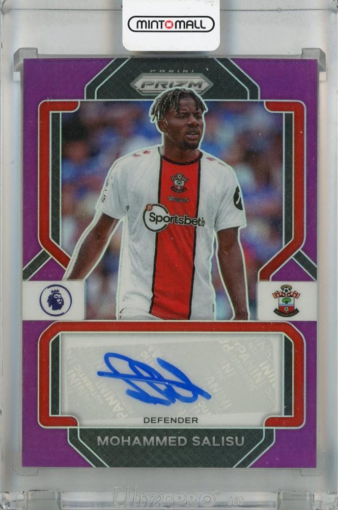 2022-23 Panini Prizm Premier League Mohammed Salisu autographed Silver Purple parallel card number 15 of 25
