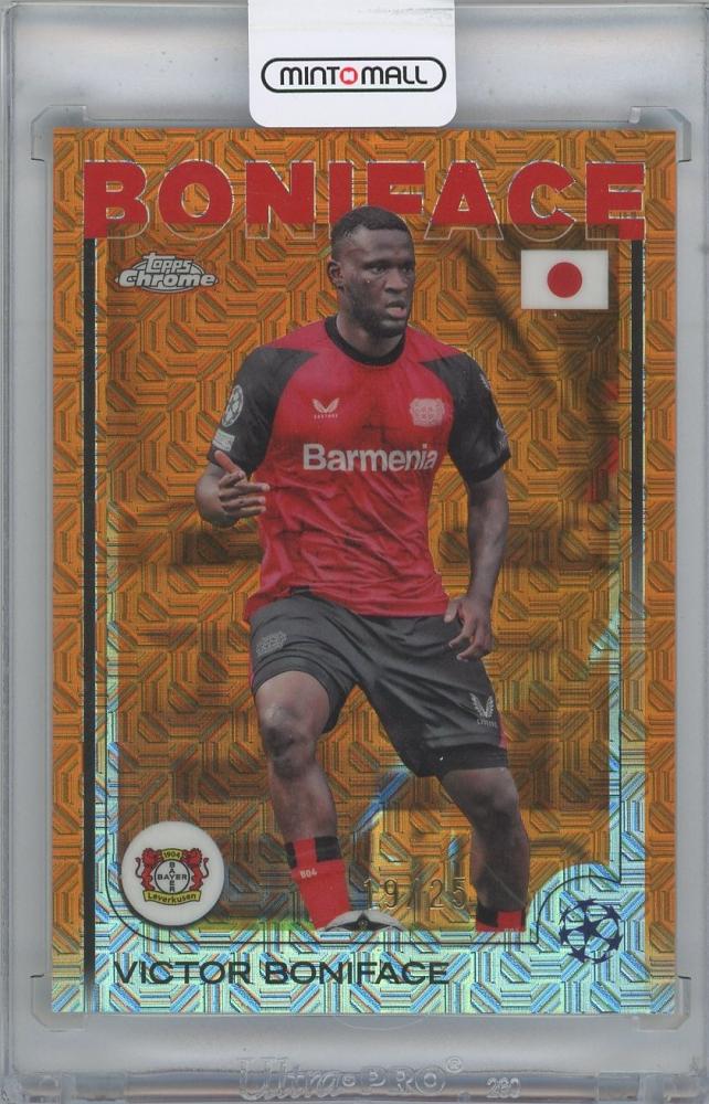 2024-25 TOPPS UEFA Japan Edition Orange Mojo Refractor soccer card #54 Victor Boniface Bayer 04 Leverkusen