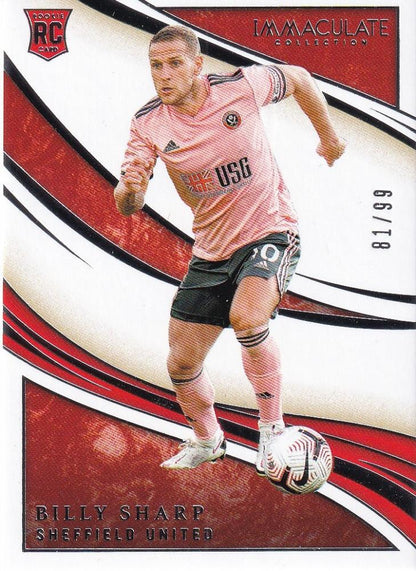 2020 Panini Immaculate Collection trading card of Sheffield United's Billy Sharp numbered 81 out of 99