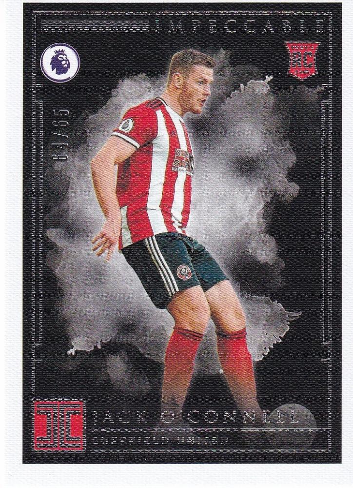 2019-20 Panini Impeccable Premier League trading card featuring Sheffield United player Jack O