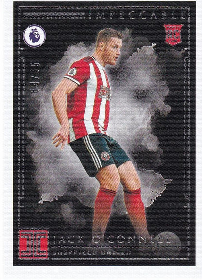 2019-20 Panini Impeccable Premier League trading card featuring Sheffield United player Jack O