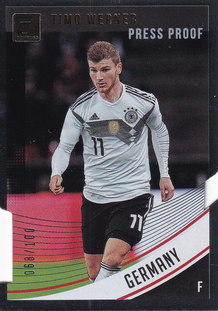 2018-19 Donruss Germany Timo Werner Base Die-Cuts trading card serial number 068 of 100