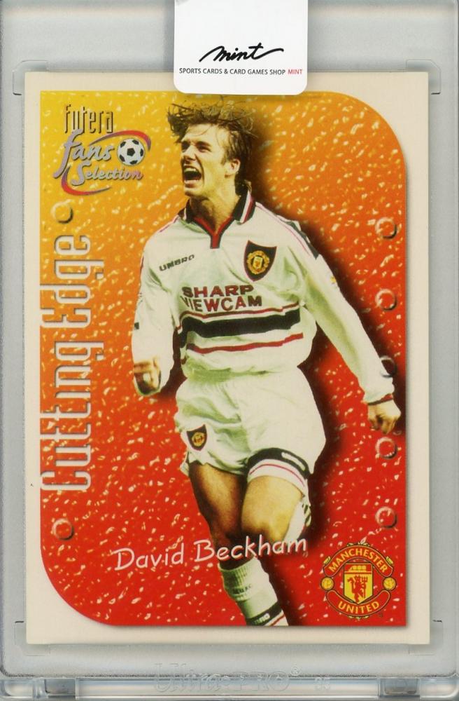 1999 Futera Fans Selection trading card of David Beckham #7 from Manchester United in used condition