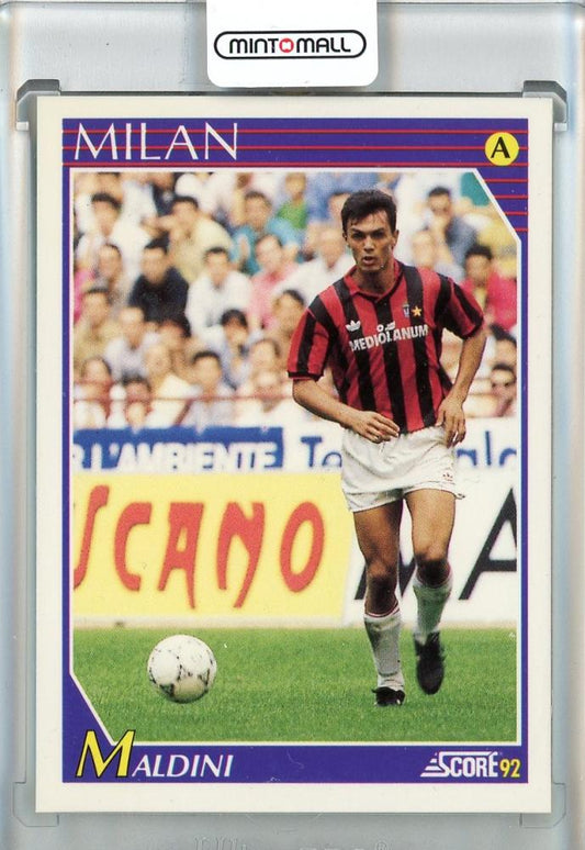 1991-92 Score trading card of Paolo Maldini #168 in AC Milan uniform