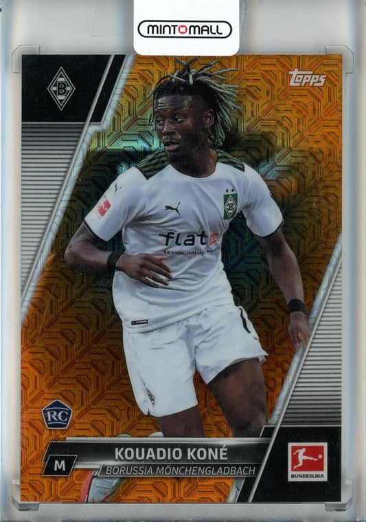 2021-22 Topps Bundesliga Japan Kouadio Kone Orange Mojo collectible card numbered 8012/25