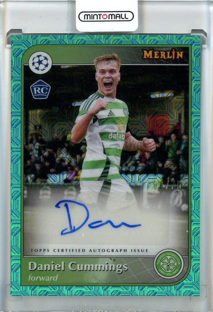 2024-25 Merlin UEFA Club Competitions Daniel Cummings Autographs Aqua card RC08/75 Celtic FC