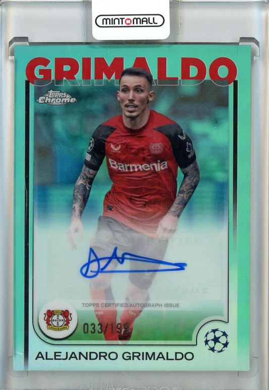 2024-25 Topps Chrome UEFA Club Competitions Alejandro Grimaldo Autographs Aqua Refractors trading card