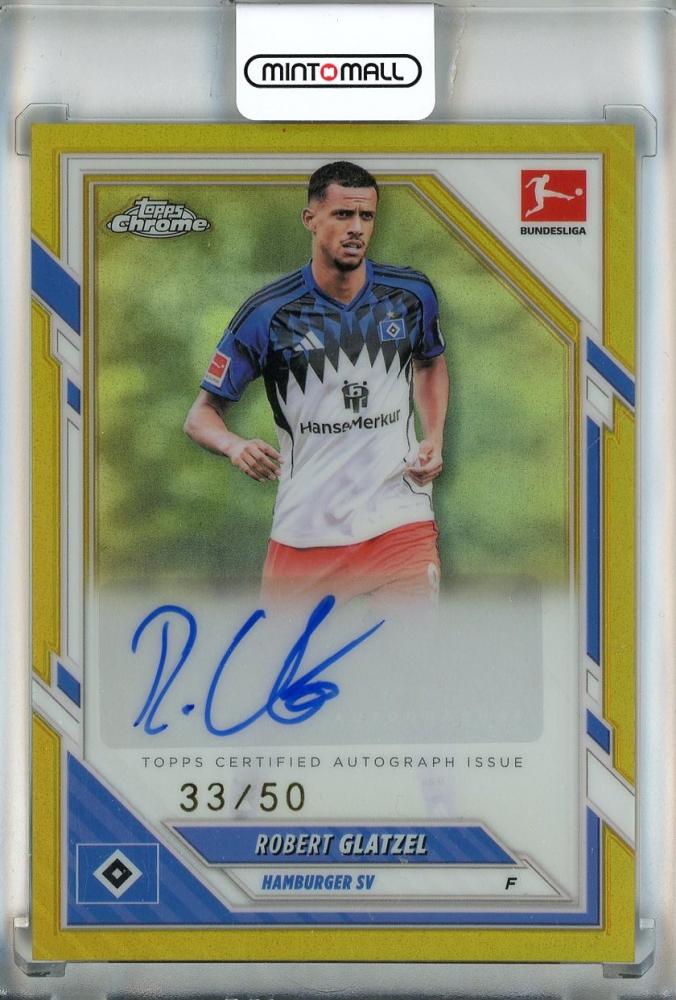 2025-26 Topps Chrome Bundesliga Robert Glatzel autographed Gold Refractors trading card BARG33/50