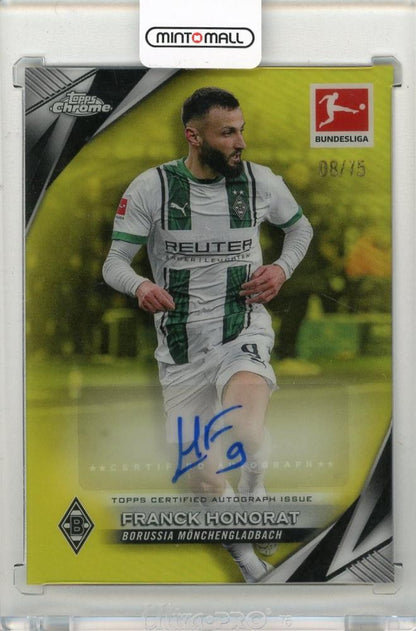 2024-25 TOPPS Chrome Bundesliga Franck Honorat Autographs Yellow Refractors card #BAFH08/75 Borussia Monchengladbach