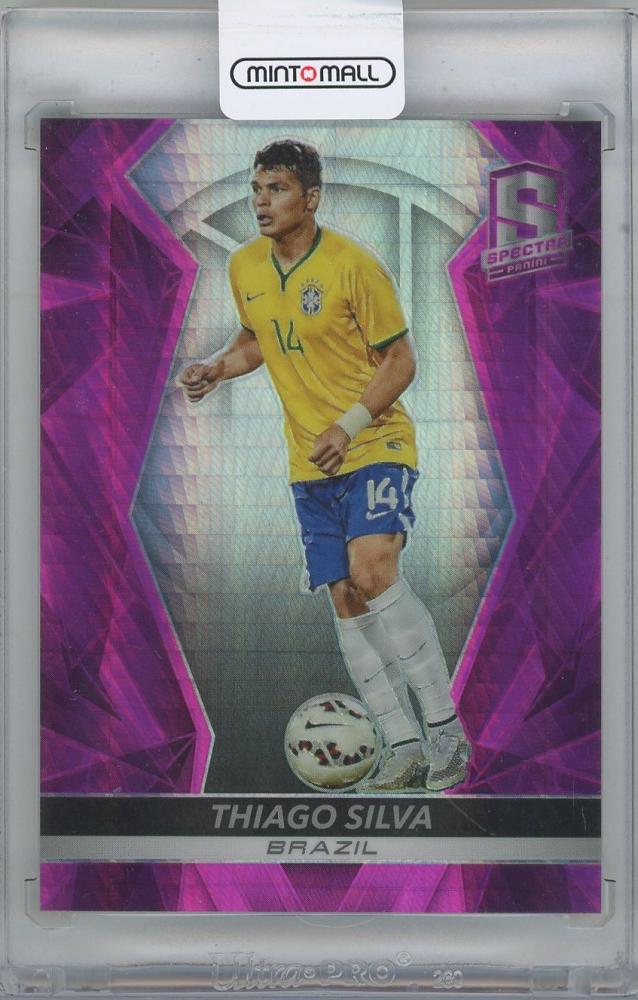 2016-17 PANINI Spectra Pink #61 soccer card featuring Thiago Silva from Brazil serial numbered 24 of 25