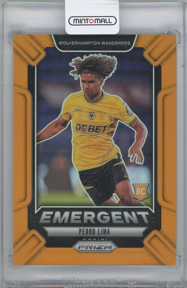 2024-25 PANINI Prizm English Premier League Emergent Prizms Orange card featuring PEDRO LIMA Wolverhampton Wanderers serial 17/25