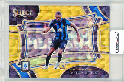 2023-24 Panini Select Serie A Soccer trading card featuring Marcus Thuram numbered 02/10