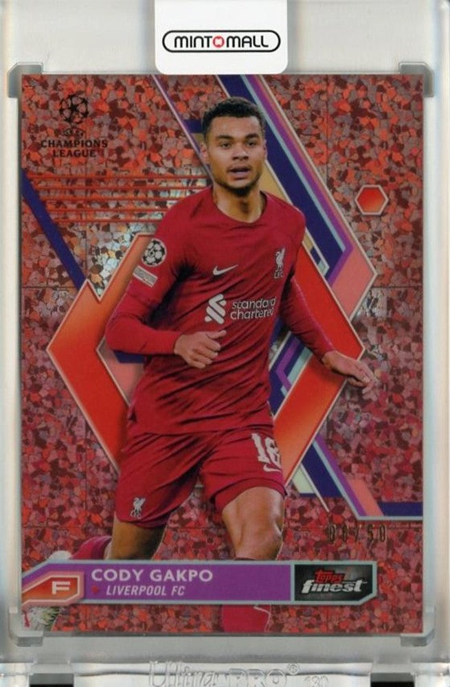 2022-23 Topps Finest UEFA Club Competitions Cody Gakpo Rose Gold Mini-Diamond Refractors trading card #14606/50