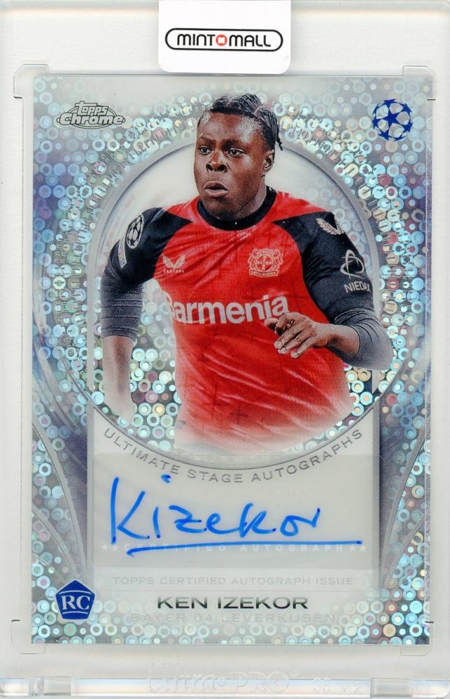 2024-25 Topps UEFA Club Competition Ken Izekor Ultimate Stage Chrome Autograph Card USCA-KI Bayer 04 Leverkusen