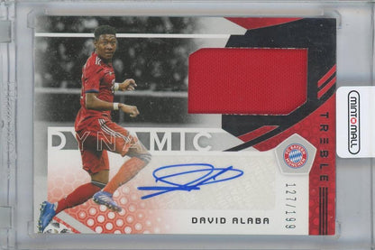 2018-19 PANINI Treble Dynamic Autograph Materials card of David Alaba from FC Bayern Munich serial 127 of 199