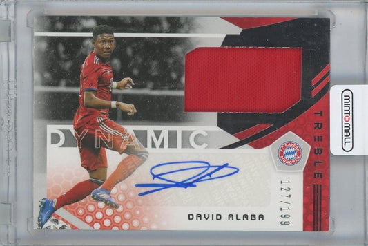 2018-19 PANINI Treble Dynamic Autograph Materials card of David Alaba from FC Bayern Munich serial 127 of 199