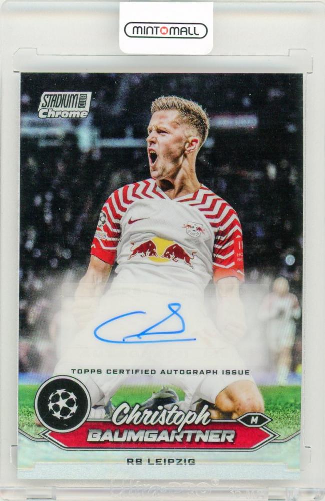 2023-24 Topps Stadium Club Chrome UEFA Christoph Baumgartner Autograph card from RB Leipzig