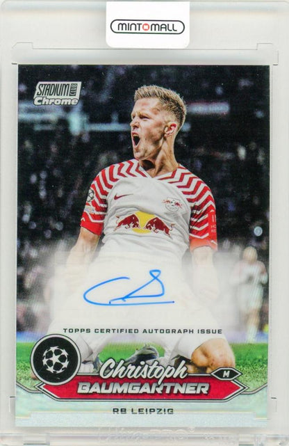 2023-24 Topps Stadium Club Chrome UEFA Christoph Baumgartner Autograph card from RB Leipzig