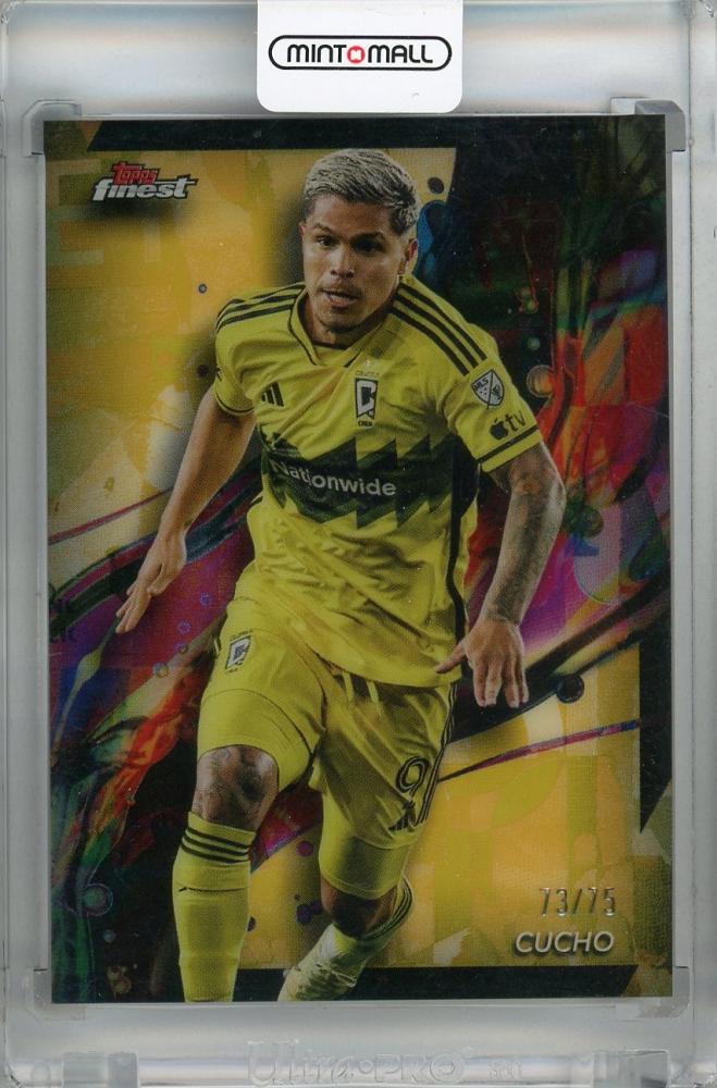 2024 Topps Finest MLS Cucho Common Gold Refractor card numbered 3173/75 for Columbus Crew