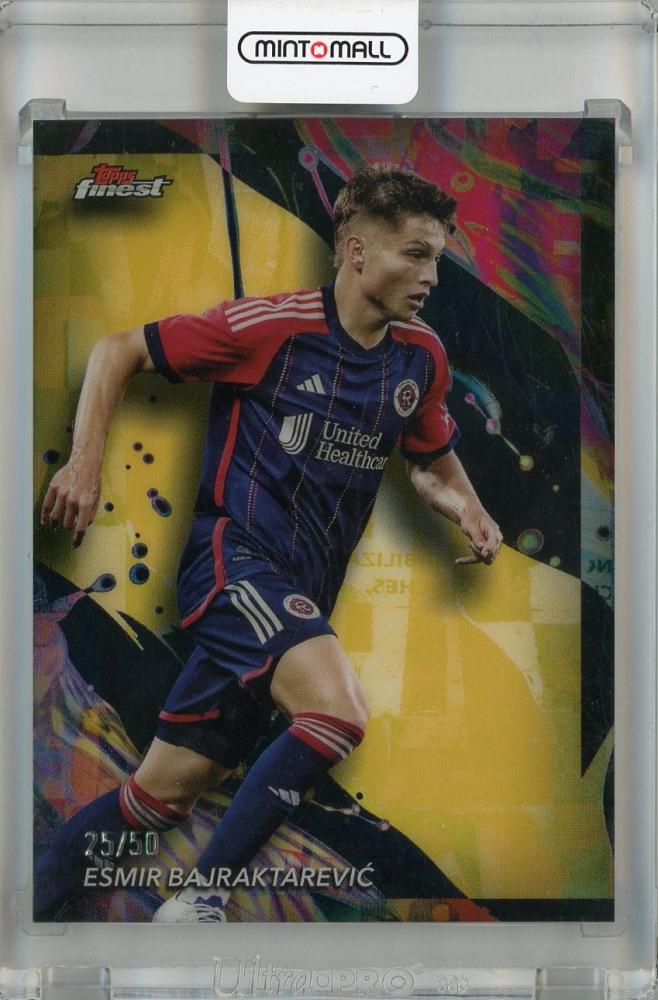 2024 Topps Finest MLS Esmir Bajraktarevic Uncommon Gold Refractor card #12725/50 New England Revolution