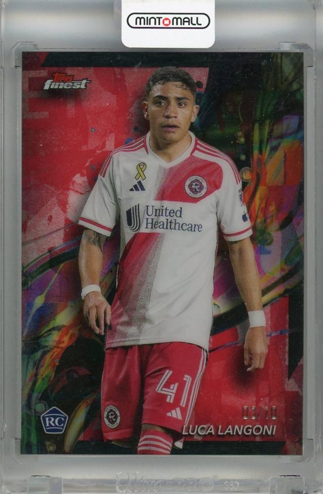 2024 Topps Finest MLS Luca Langoni Common Red Refractor card serial numbered RC03/10 from New England Revolution