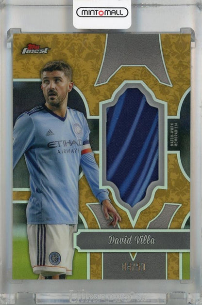 2024 Topps Finest MLS David Villa Finest Fabrics Gold Refractor #08/50 NYCFC trading card