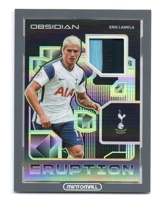 2020-21 Panini Obsidian Erik Lamela Eruption Yellow trading card numbered 06 of 10 with visible back stains