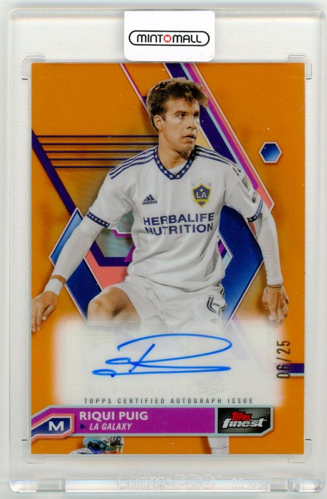 2023 Topps Finest MLS Riqui Puig Autograph Orange Refractor Parallel Limited Edition 6 of 25 LA Galaxy trading card
