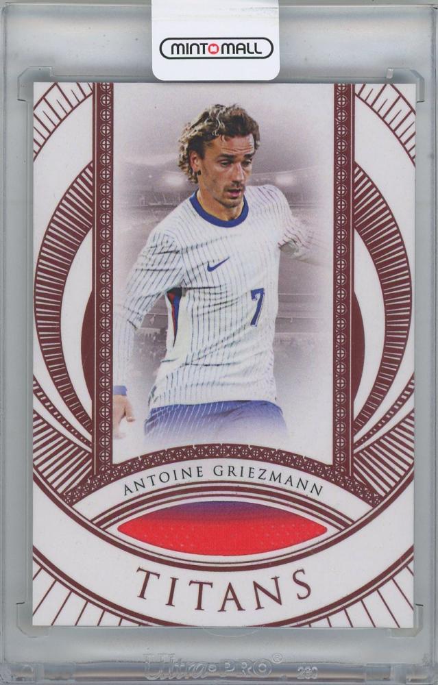2025 FUTERA Unique World Football Edition 21 Titans Relics Ruby trading card featuring Antoine Griezmann France 03 of 05