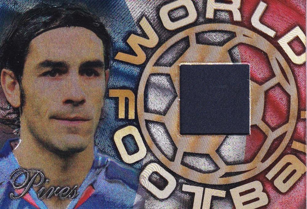 2006 Futera World Football trading card featuring Robert Pires with relics serial number 362 out of 395