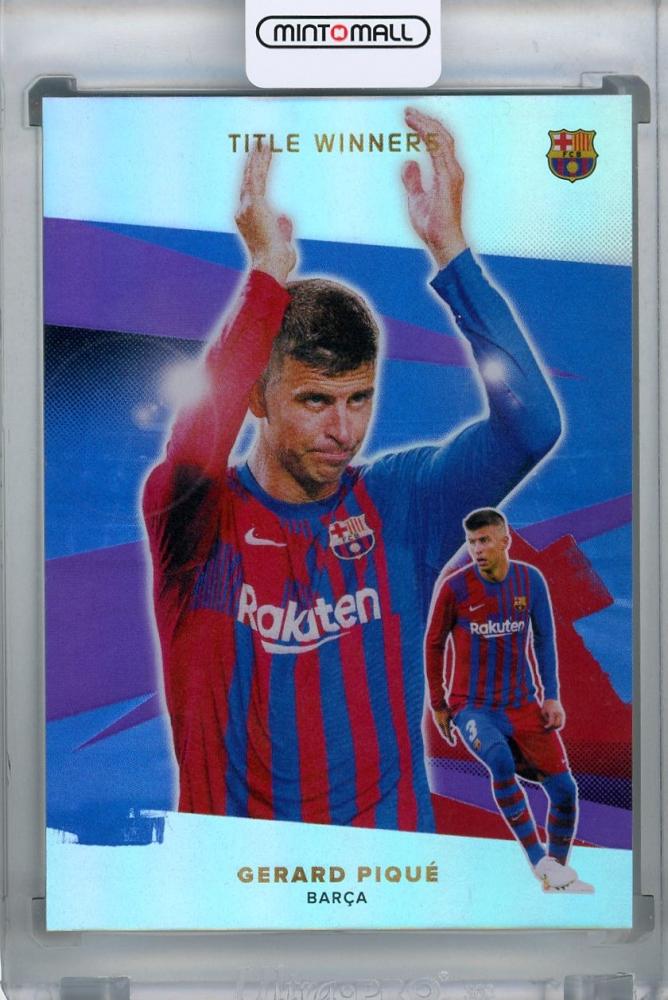 2021-22 Topps FC Barcelona Team Set Gerard Pique Title Winners Purple parallel card serial 10 of 15