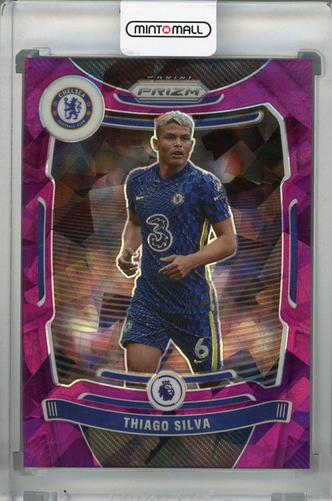 2021-22 Panini Prizm Premier League Chelsea FC Thiago Silva Base Purple Ice parallel card number 39 of 49
