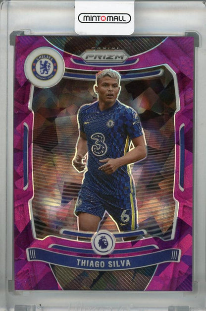 2021-22 Panini Prizm Premier League Chelsea FC Thiago Silva Base Purple Ice parallel card number 39 of 49
