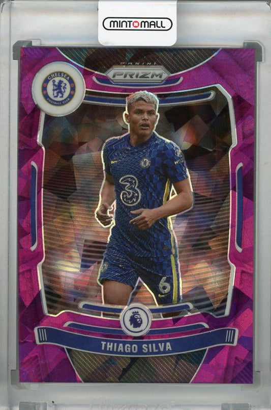 2021-22 Panini Prizm Premier League Chelsea FC Thiago Silva Base Purple Ice parallel card number 39 of 49