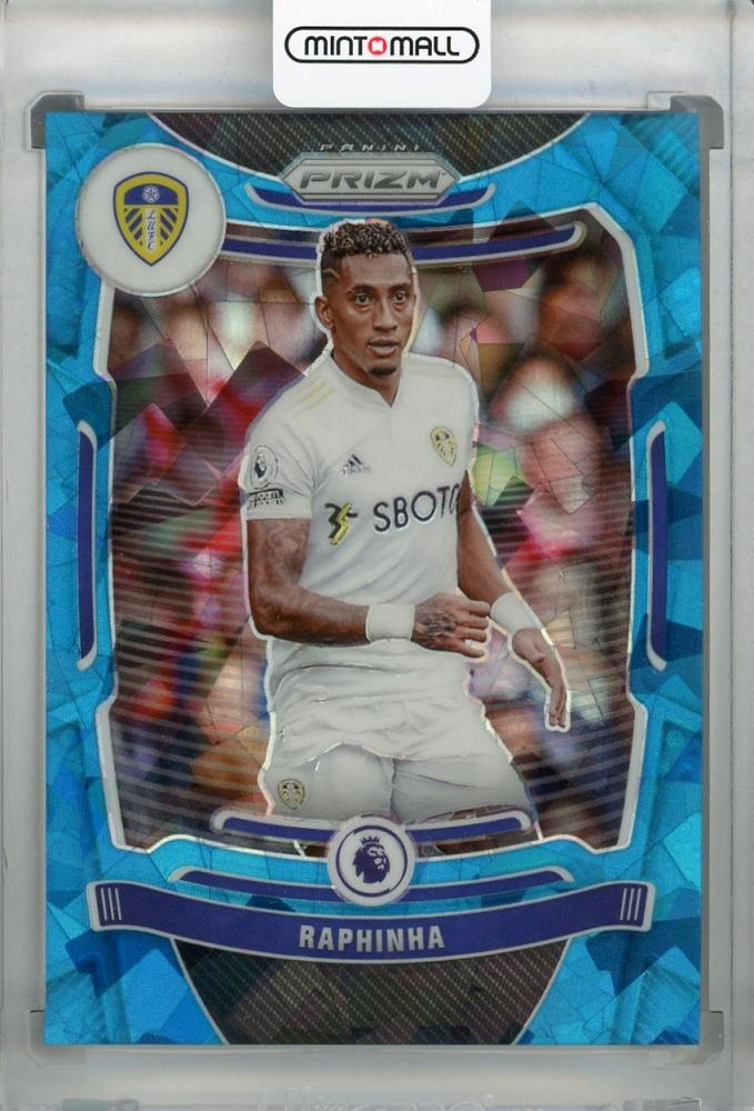 2021-22 Panini Prizm Premier League Leeds United Raphinha Base Blue Ice parallel card number 71 out of 75