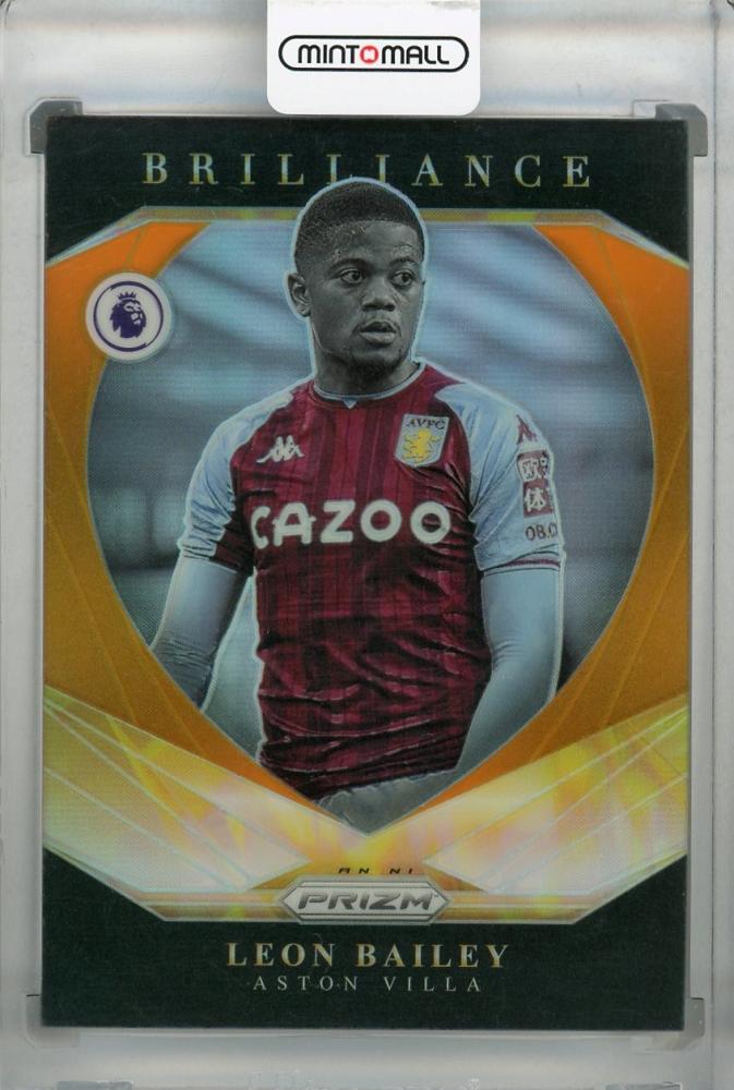 2021-22 Panini Prizm Premier League Aston Villa Leon Bailey Brilliance Orange parallel trading card serial 23 out of 25