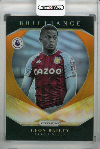 2021-22 Panini Prizm Premier League Aston Villa Leon Bailey Brilliance Orange parallel trading card serial 23 out of 25