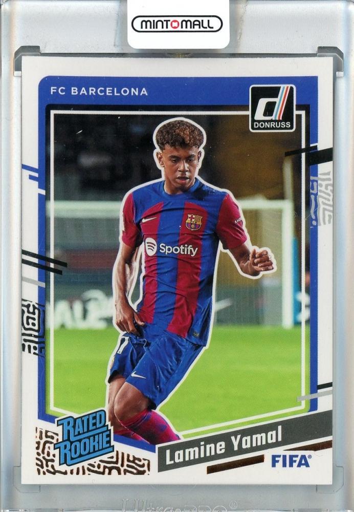 2023-24 Donruss Lamine Yamal #177 trading card featuring FC Barcelona player in mint condition