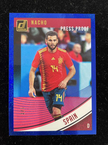 2018-19 Donruss Spain Nacho Base Blue parallel trading card serial number 3 of 5