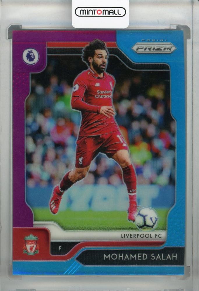 2019-20 Panini Prizm Premier League Liverpool FC Mohamed Salah base multicolor trading card with minor stain on back