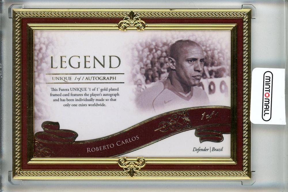 Framed FUTERA UNIQUE NOSTALGIA FOOTBALL HOBBY Roberto Carlos collectible with 23ct gold plating
