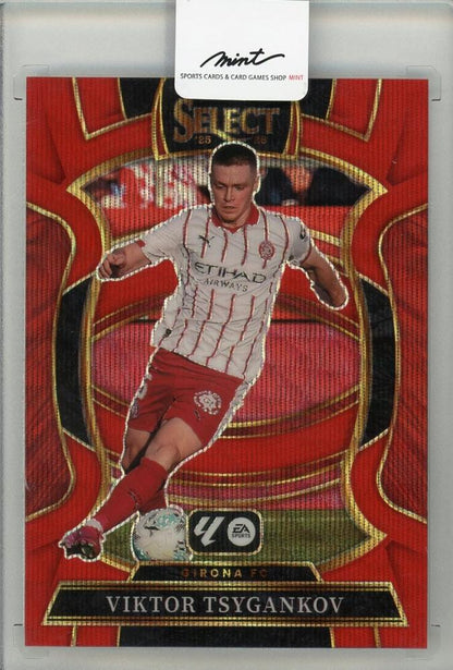 2025-26 PANINI SELECT LA LIGA Viktor Tsygankov Red Wave collectible card numbered 7948/59 for Girona FC