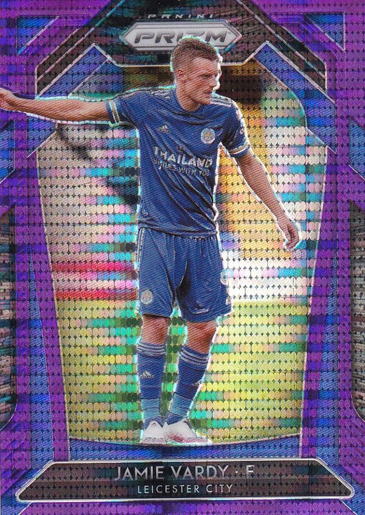 2020-21 Panini Prizm Premier League Breakaway Jamie Vardy Leicester City Base Violet Parallel card 64 of 99