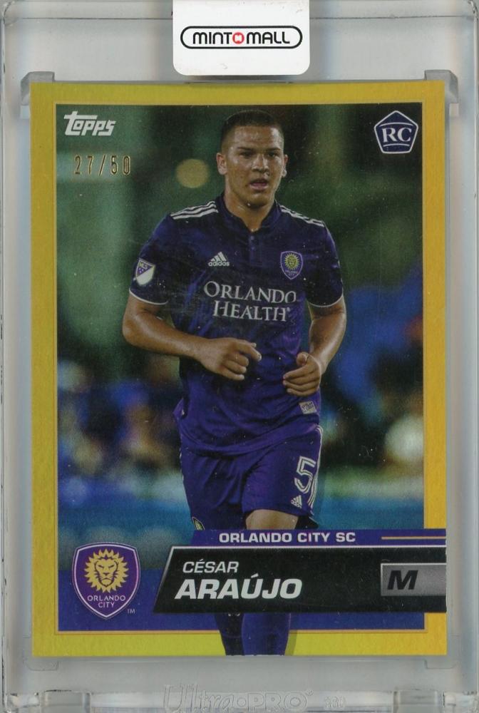 2023 Topps MLS Cesar Araujo base autograph gold foil card #66 numbered 27 of 50 from Orlando City SC