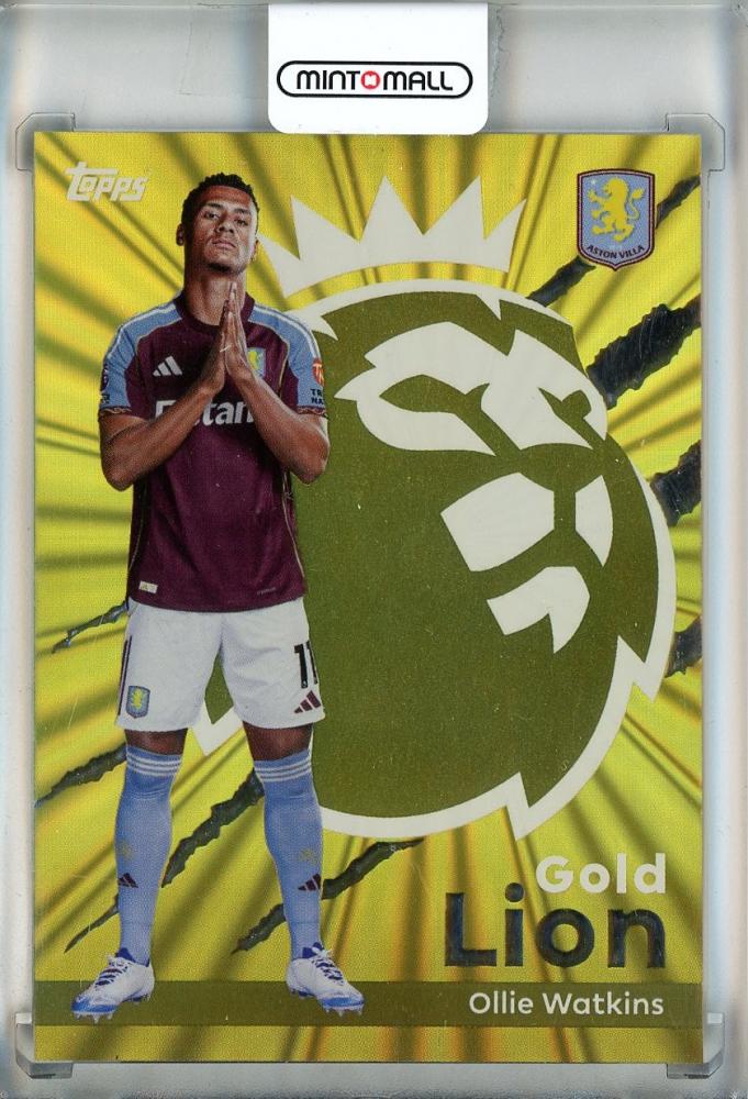2025-26 Topps English Premier League Ollie Watkins Gold Lion #GL2 trading card featuring Aston Villa