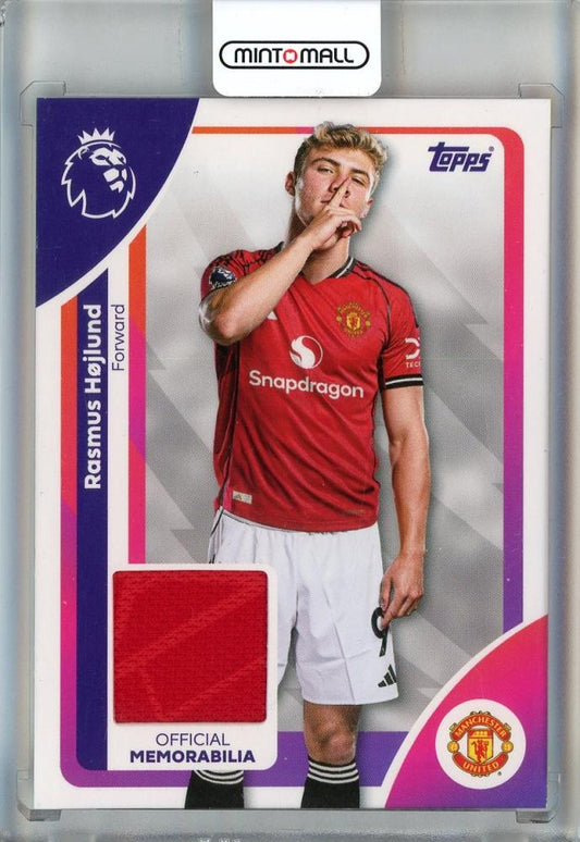 2025-26 Topps English Premier League trading card featuring Rasmus Hojlund from Manchester United