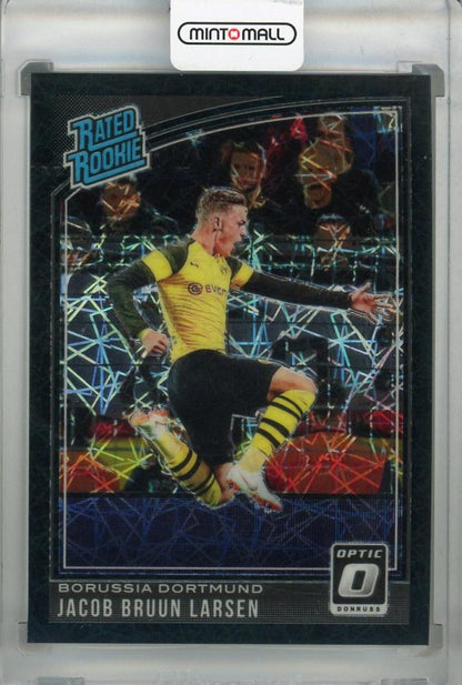 2018-19 Donruss Borussia Dortmund Jacob Bruun Larsen Base Optic Rated Rookie Black Velocity card serial 24 out of 25