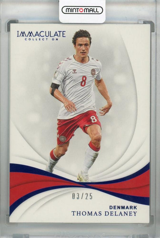 2018-19 Panini Immaculate Collection Denmark Thomas Delaney Base Sapphire parallel trading card serial 03/25